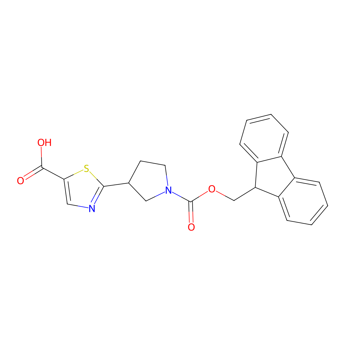 2-(1-{[(9H-fluoren-9-yl)methoxy]carbonyl}pyrrolidin-3-yl)-1,3-thiazole-5-carboxylic acid molecular structure, CAS 2171978-59-7