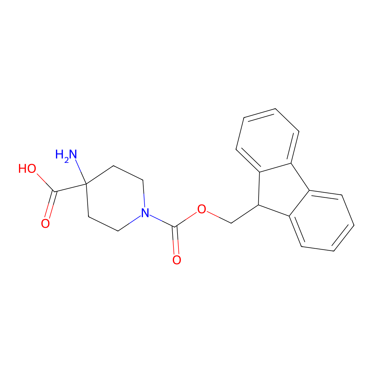 1-(((9H-Fluoren-9-yl)methoxy)carbonyl)-4-aminopiperidine-4-carboxylic acid molecular structure, CAS 2171979-22-7