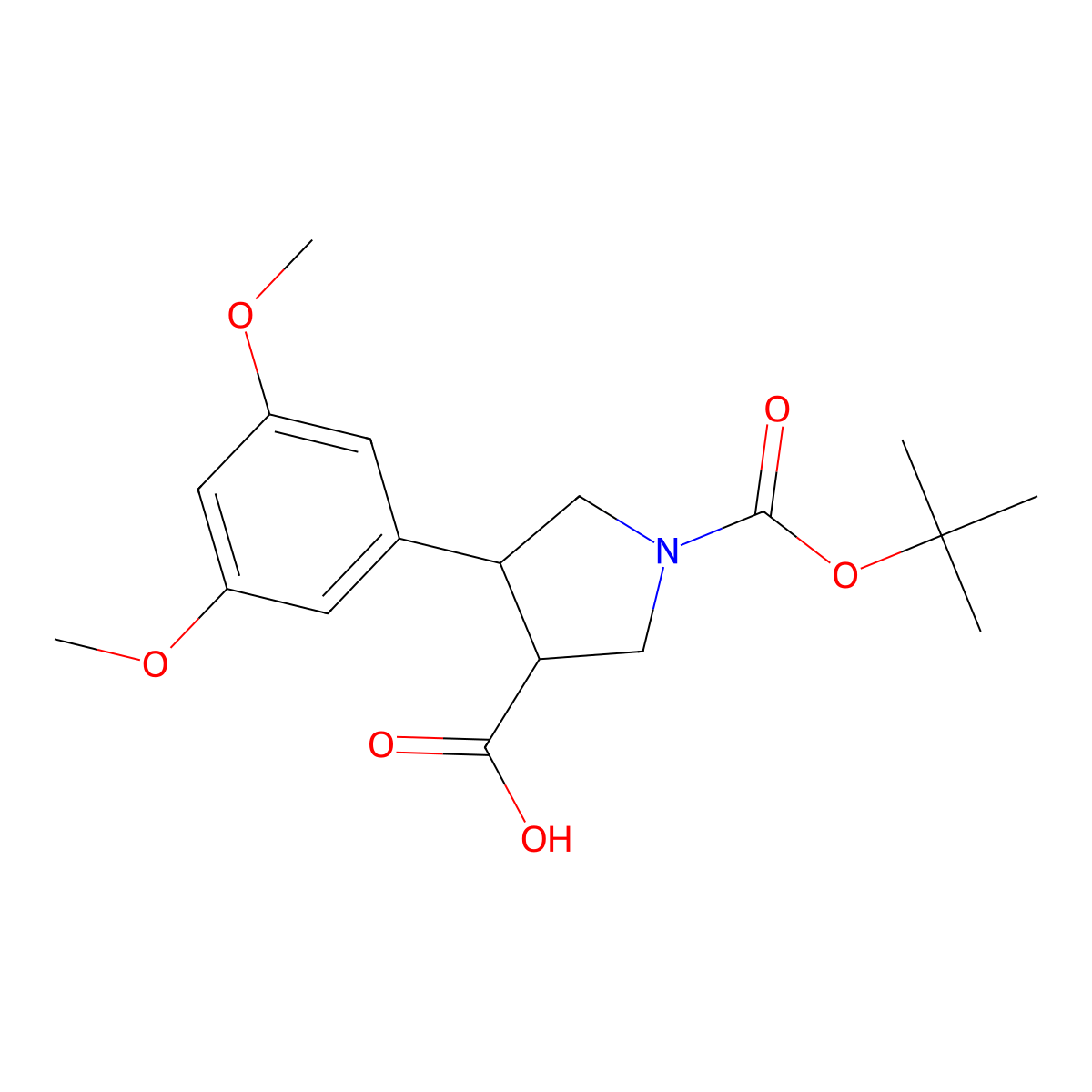 1-[(Tert-butoxy)carbonyl]-4-(3,5-dimethoxyphenyl)pyrrolidine-3-carboxylic acid molecular structure, CAS 2171979-31-8