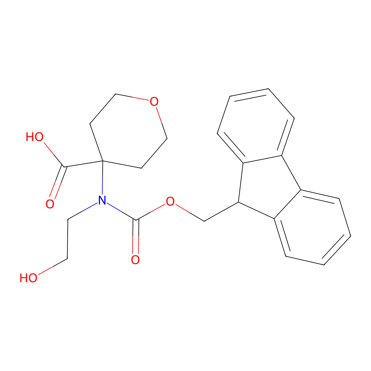 4-({[(9H-fluoren-9-yl)methoxy]carbonyl}(2-hydroxyethyl)amino)oxane-4-carboxylic acid molecular structure, CAS 2171980-82-6