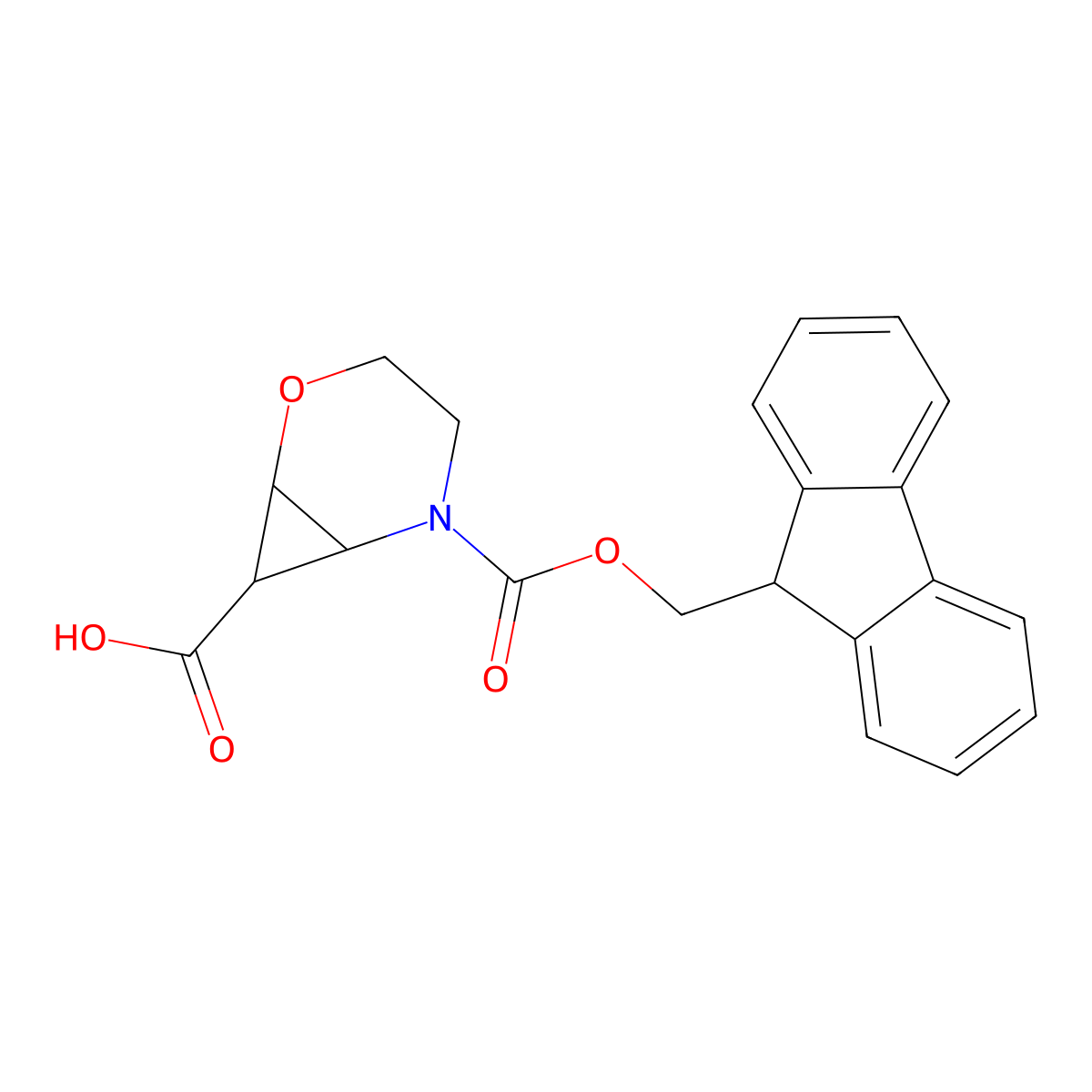 5-[(9H-fluoren-9-ylmethoxy)carbonyl]-2-oxa-5-azabicyclo[4.1.0]heptane-7-carboxylic acid molecular structure, CAS 2171984-52-2