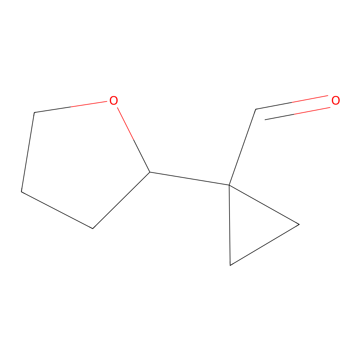 1-(Oxolan-2-yl)cyclopropane-1-carbaldehyde molecular structure, CAS 2171986-20-0