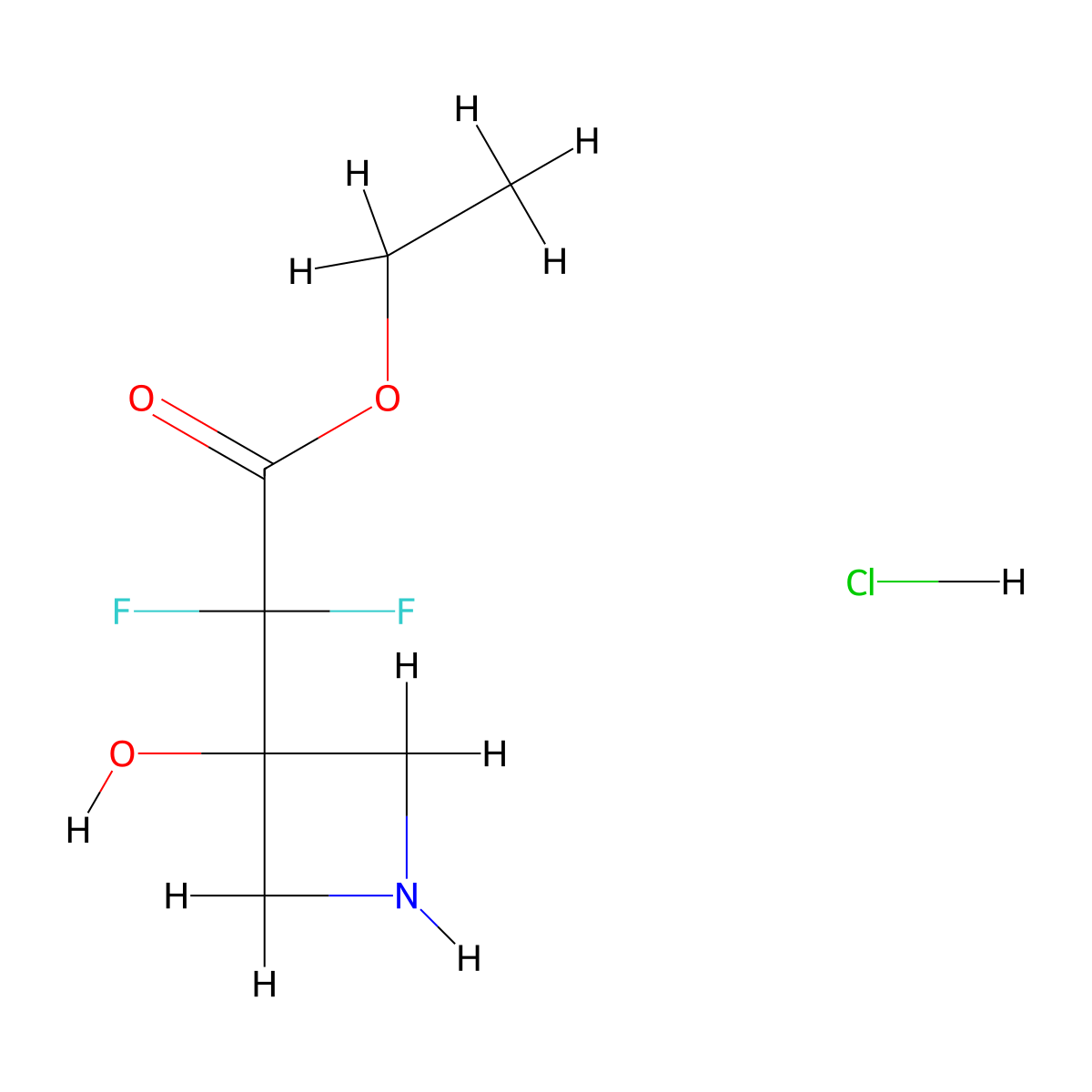 Ethyl 2,2-difluoro-2-(3-hydroxyazetidin-3-yl)acetate hydrochloride molecular structure, CAS 2171986-75-5