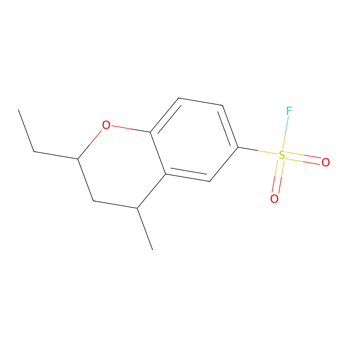 2-ethyl-4-methyl-3,4-dihydro-2H-1-benzopyran-6-sulfonyl fluoride molecular structure, CAS 2171987-62-3