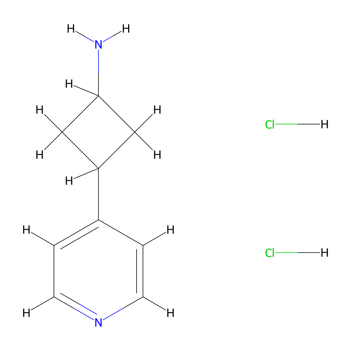 [3-(4-Pyridinyl)cyclobutyl]amine dihydrochloride molecular structure, CAS 2171988-01-3