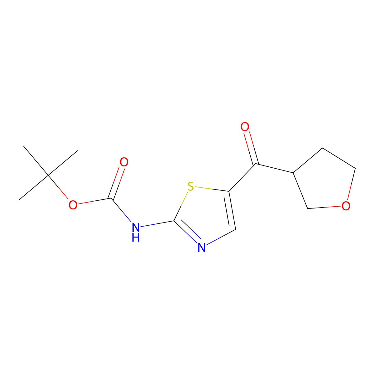 tert-butyl N-[5-(oxolane-3-carbonyl)-1,3-thiazol-2-yl]carbamate molecular structure, CAS 2171988-51-3