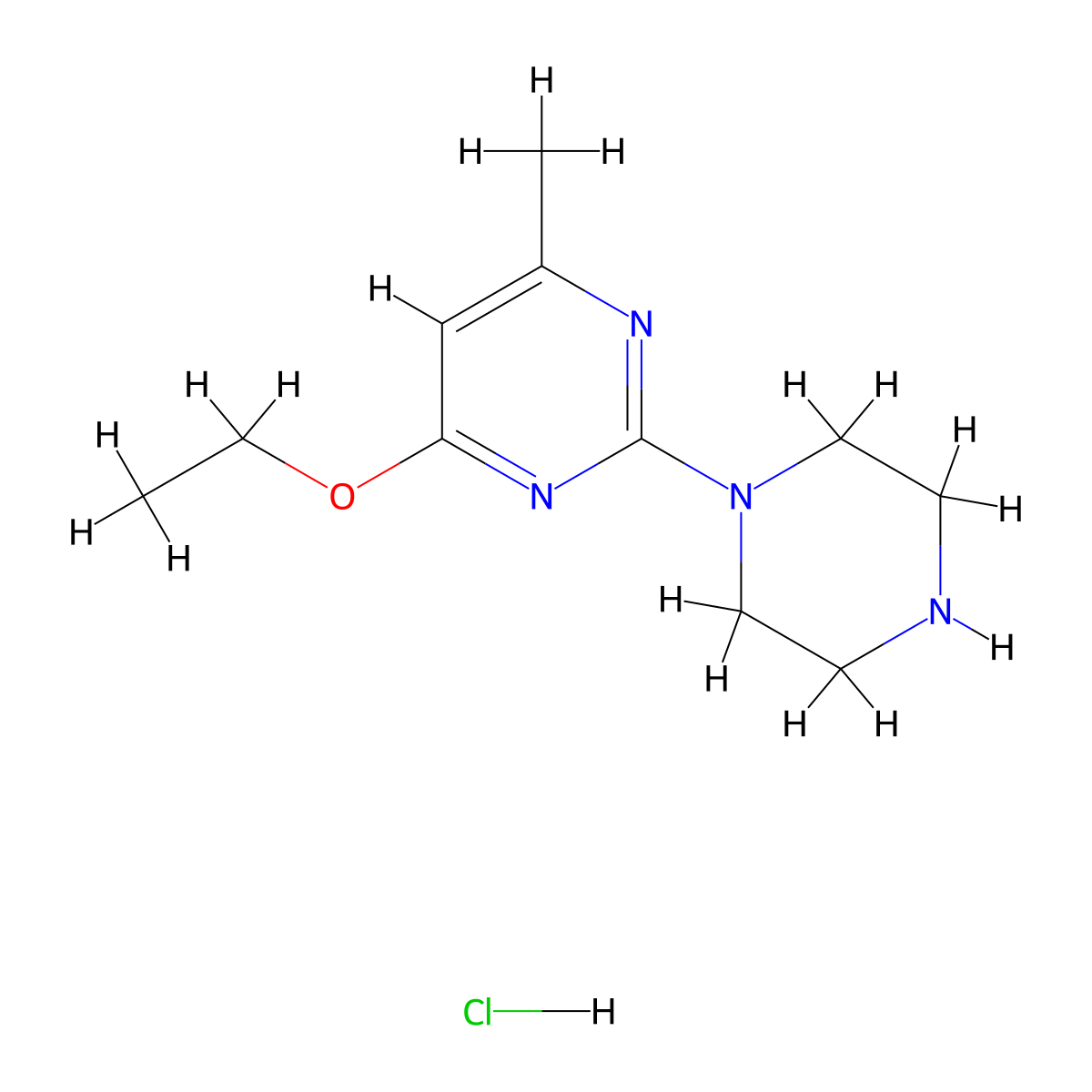 4-Ethoxy-6-methyl-2-(piperazin-1-yl)pyrimidine hydrochloride molecular structure, CAS 2171988-78-4