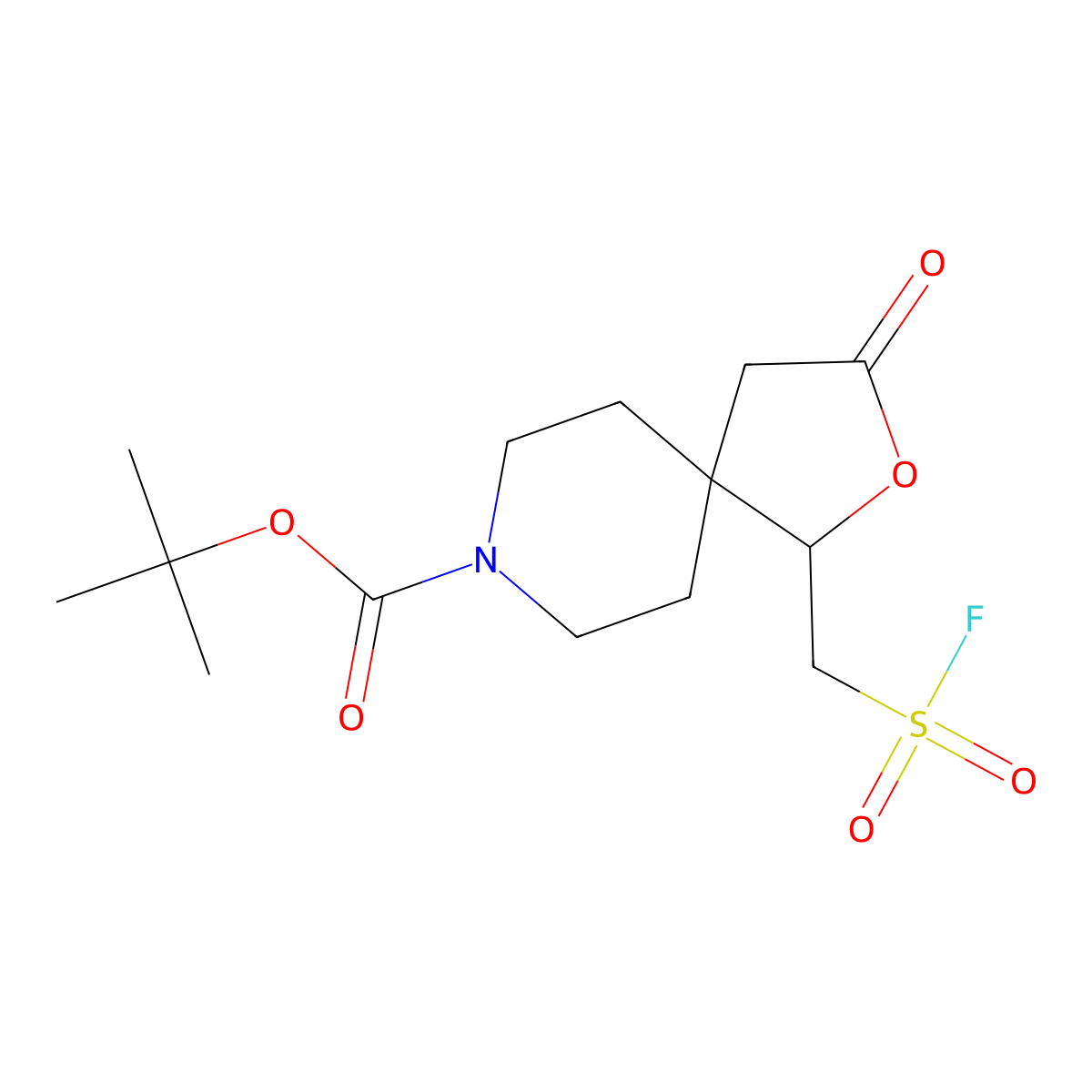 Tert-butyl 1-[(fluorosulfonyl)methyl]-3-oxo-2-oxa-8-azaspiro[4.5]decane-8-carboxylate molecular structure, CAS 2171988-86-4