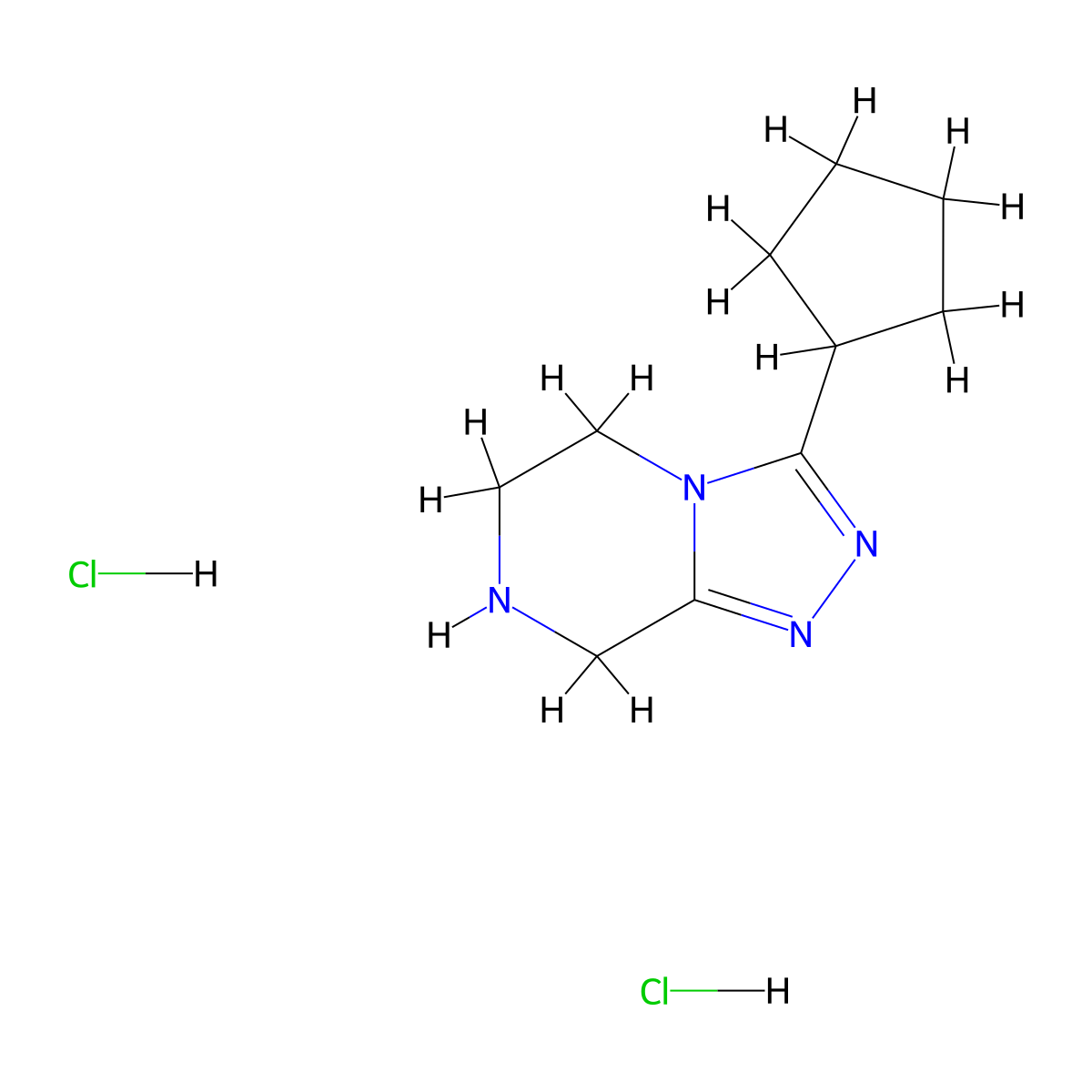 3-cyclopentyl-5H,6H,7H,8H-[1,2,4]triazolo[4,3-a]pyrazine dihydrochloride molecular structure, CAS 2171989-07-2