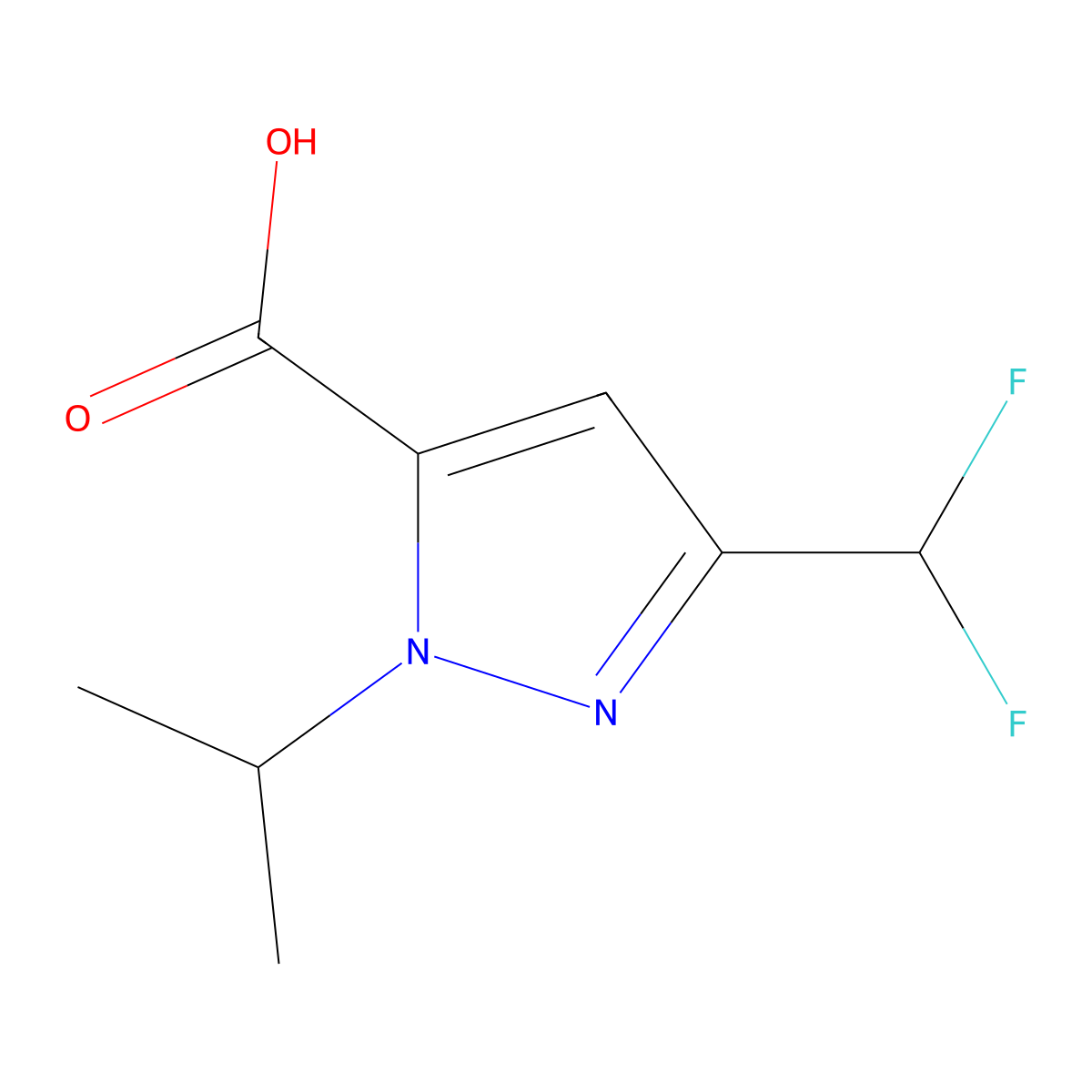 3-(difluoromethyl)-1-(propan-2-yl)-1H-pyrazole-5-carboxylic acid molecular structure, CAS 2171990-19-3