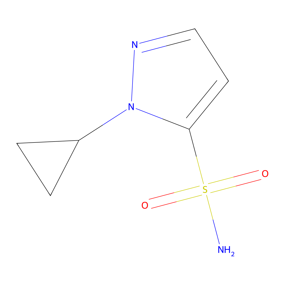 1-cyclopropyl-1H-pyrazole-5-sulfonamide molecular structure, CAS 2171992-09-7