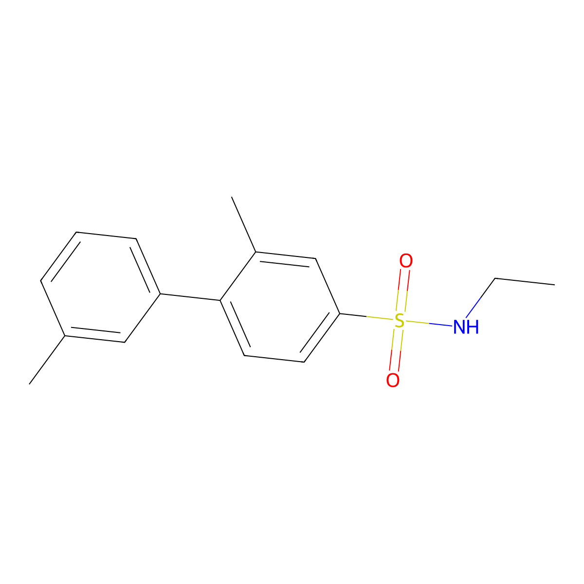 N-ethyl-3-methyl-4-(3-methylphenyl)benzene-1-sulfonamide molecular structure, CAS 2171992-15-5