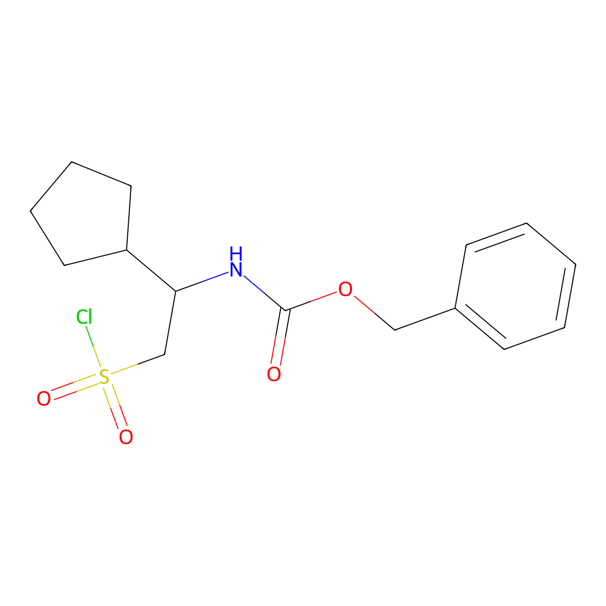 benzyl N-[2-(chlorosulfonyl)-1-cyclopentylethyl]carbamate molecular structure, CAS 2171992-17-7