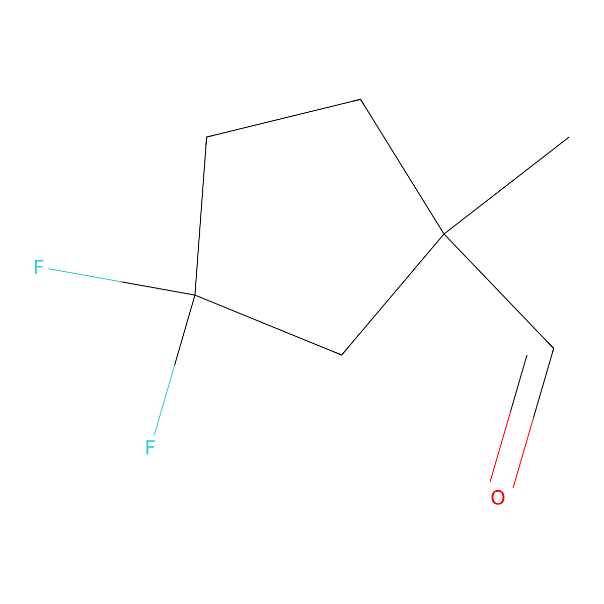 3,3-Difluoro-1-methylcyclopentane-1-carbaldehyde molecular structure, CAS 2171992-45-1