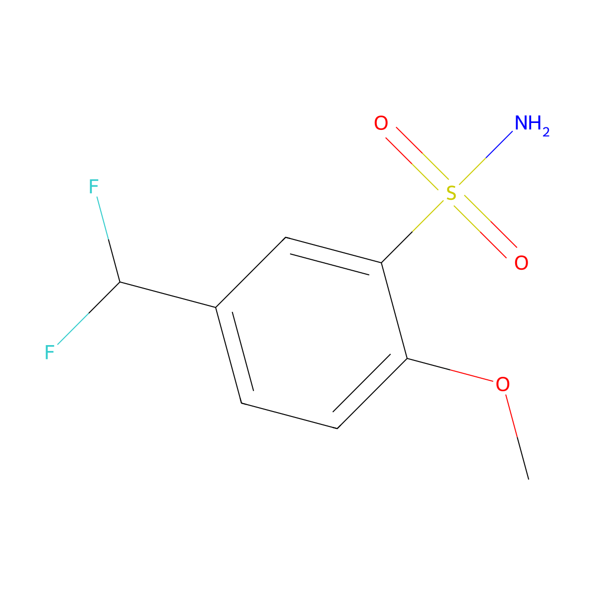 5-(Difluoromethyl)-2-methoxybenzene-1-sulfonamide molecular structure, CAS 2171992-54-2