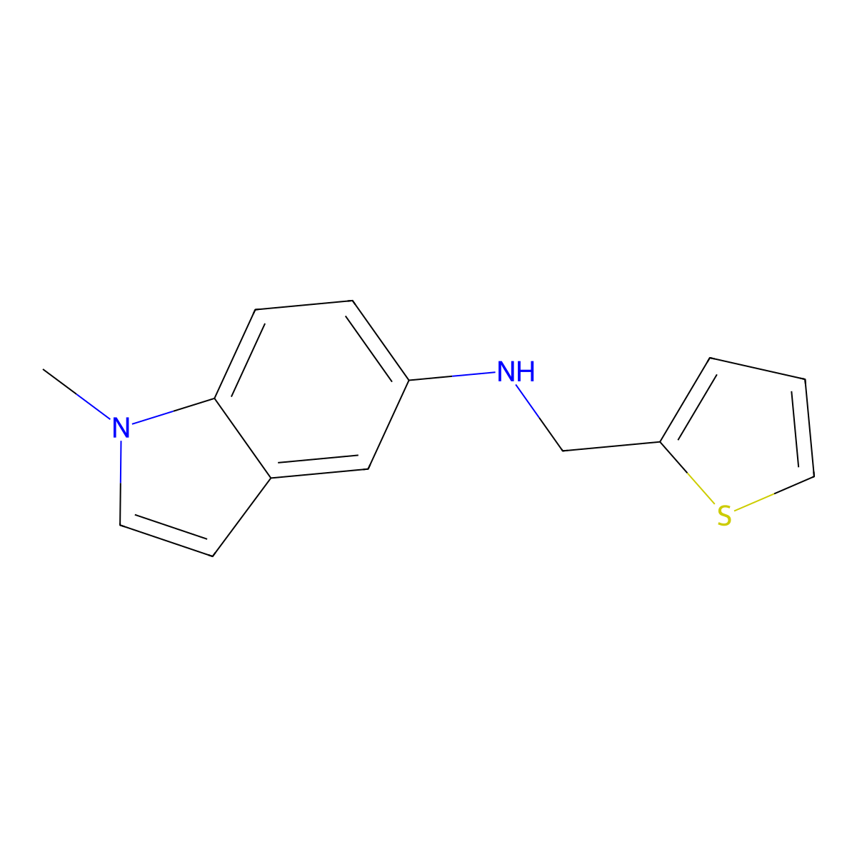 1-methyl-N-[(thiophen-2-yl)methyl]-1H-indol-5-amine molecular structure, CAS 2171992-98-4