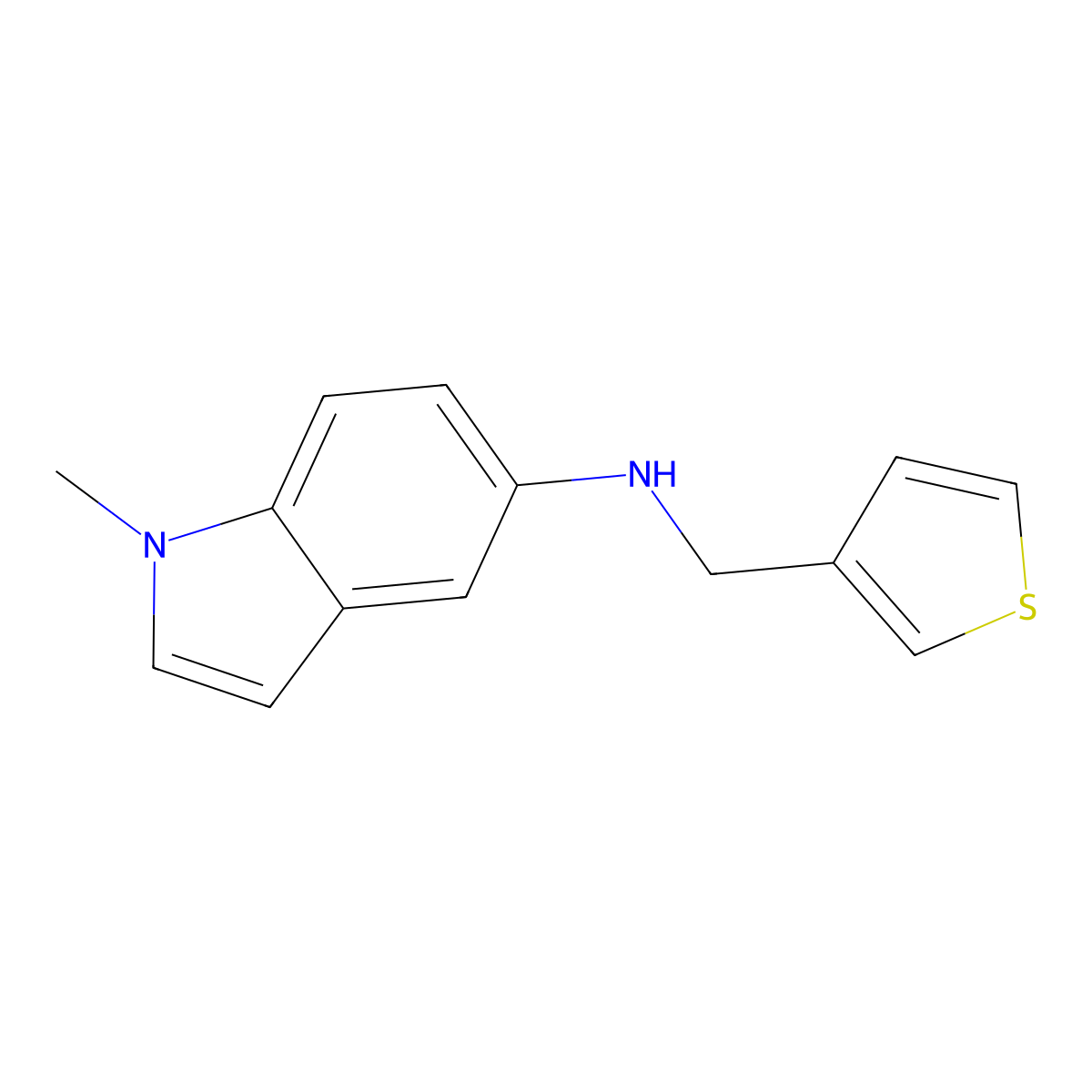1-methyl-N-[(thiophen-3-yl)methyl]-1H-indol-5-amine molecular structure, CAS 2171993-06-7
