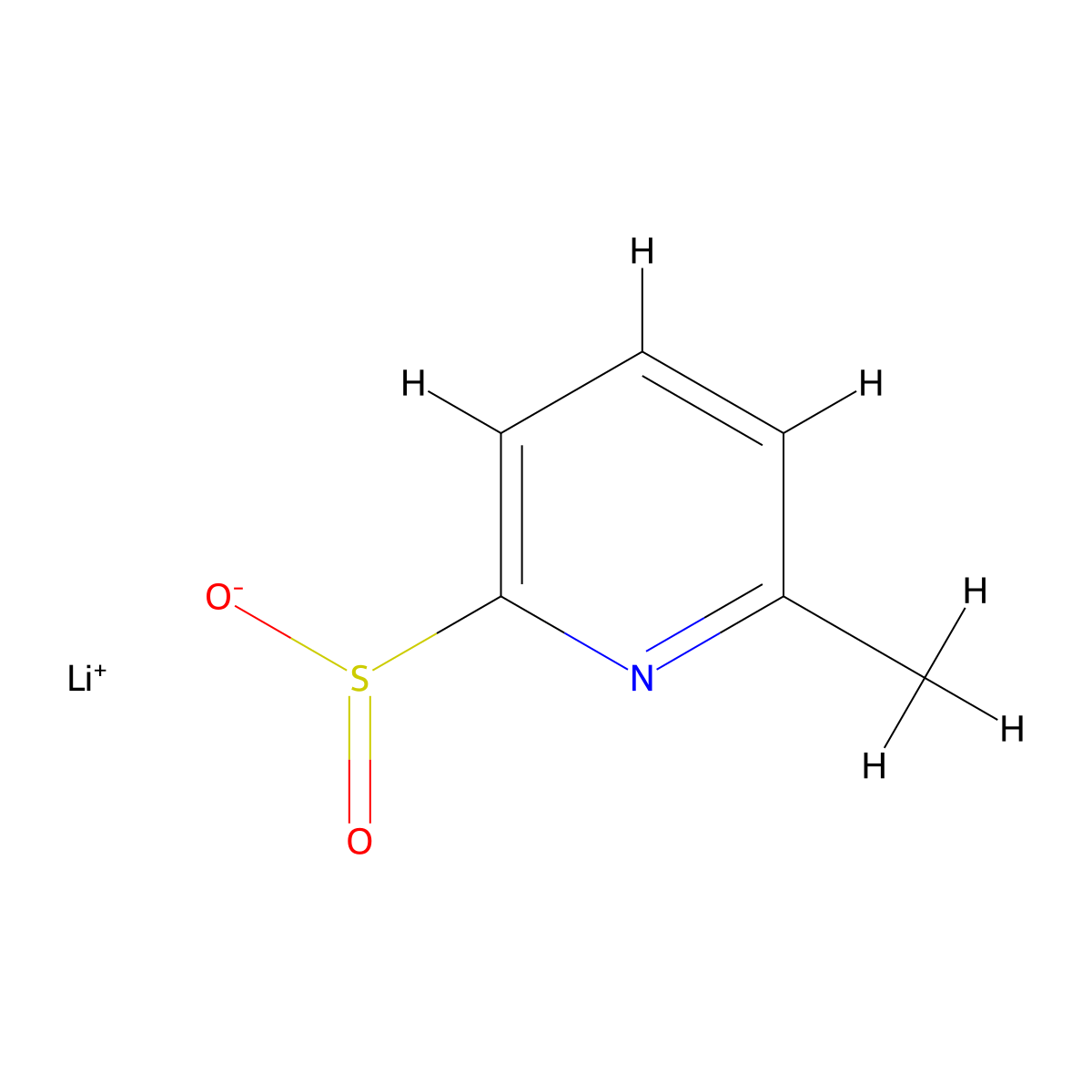 Lithium(1+) ion 6-methylpyridine-2-sulfinate molecular structure, CAS 2171996-91-9