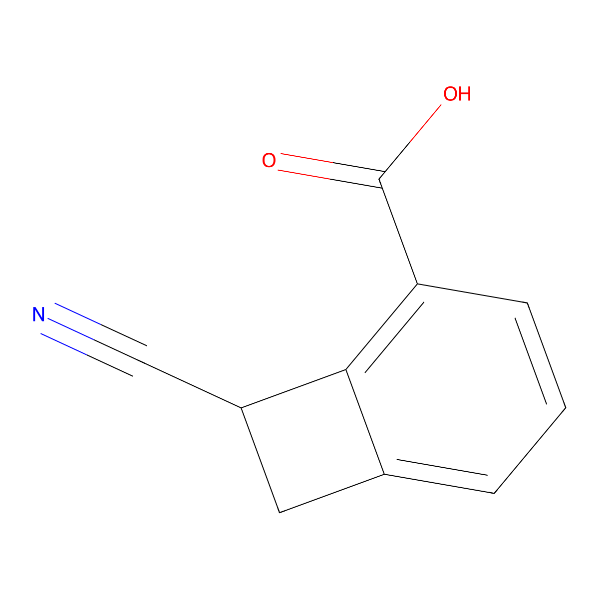 8-Cyanobicyclo[4.2.0]octa-1(6),2,4-triene-2-carboxylic acid molecular structure, CAS 2171999-78-1