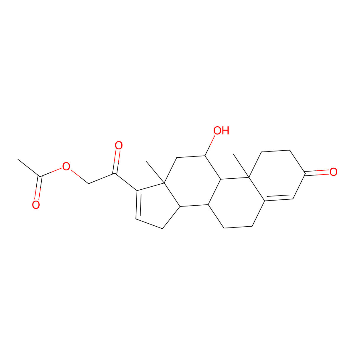 11-Hydroxy-3,20-dioxopregna-4,16-dien-21-yl acetate molecular structure, CAS 21720-47-8