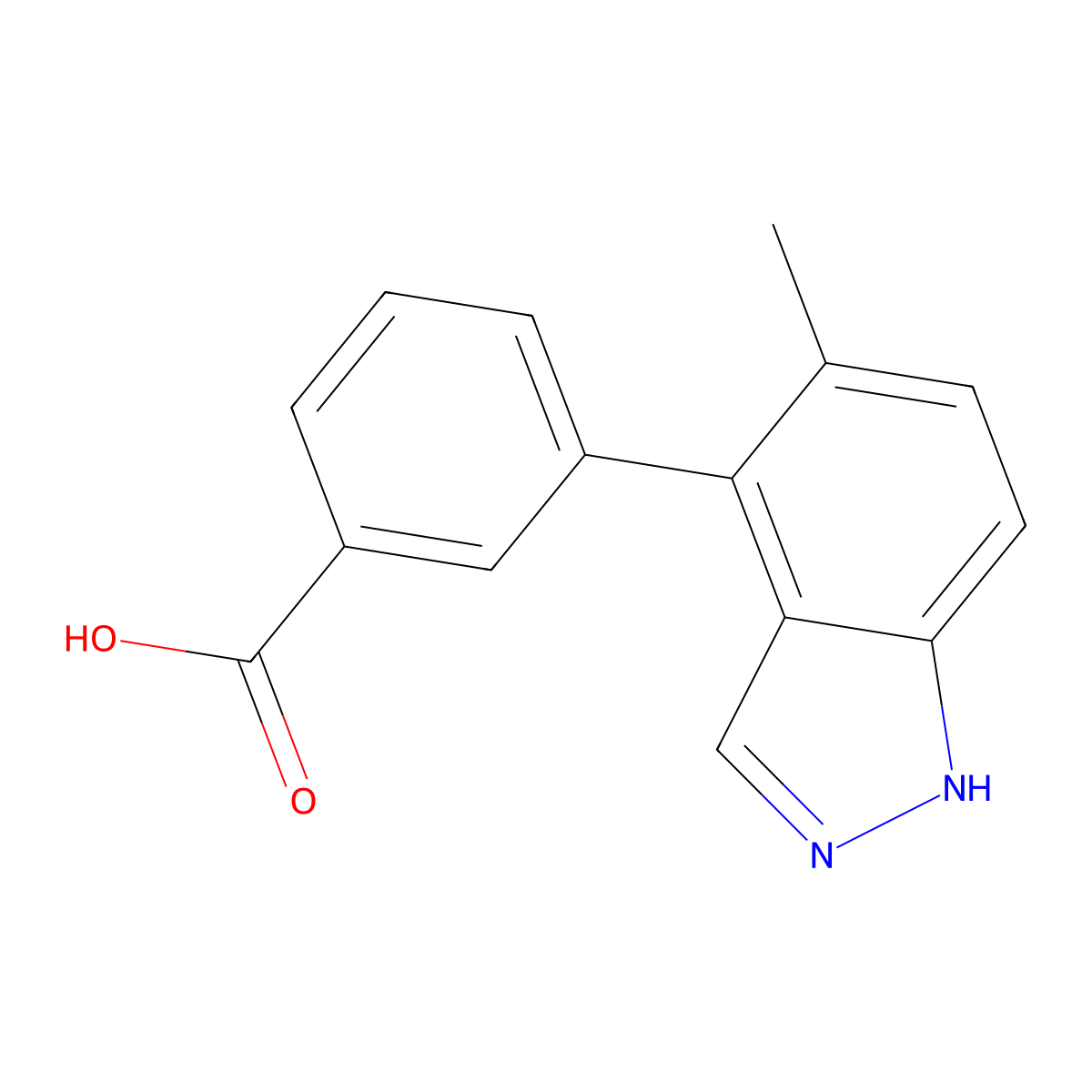 3-(5-methyl-1H-indazol-4-yl)benzoic acid molecular structure, CAS 2172005-69-3