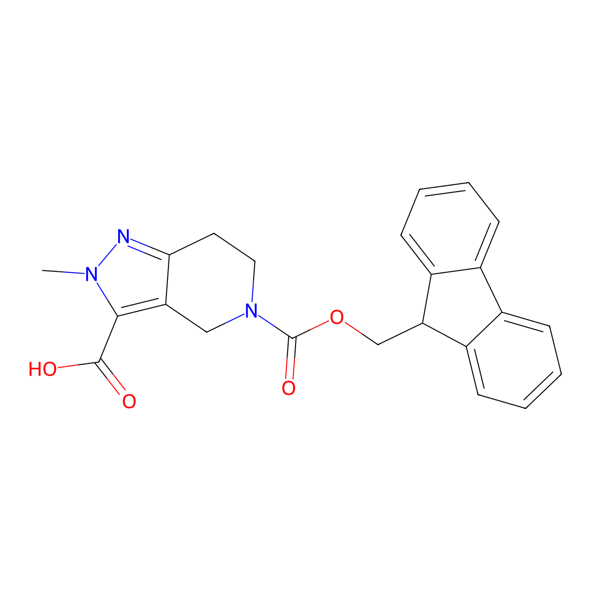 5-{[(9H-fluoren-9-yl)methoxy]carbonyl}-2-methyl-2H,4H,5H,6H,7H-pyrazolo[4,3-c]pyridine-3-carboxylic acid molecular structure, CAS 2172006-26-5