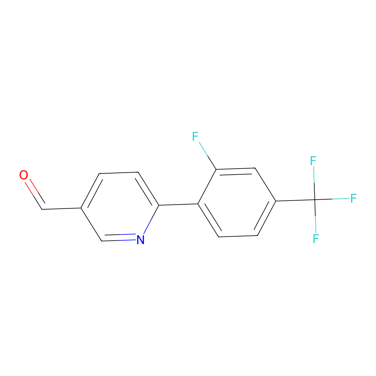 6-[2-Fluoro-4-(trifluoromethyl)phenyl]pyridine-3-carbaldehyde molecular structure, CAS 2172007-49-5