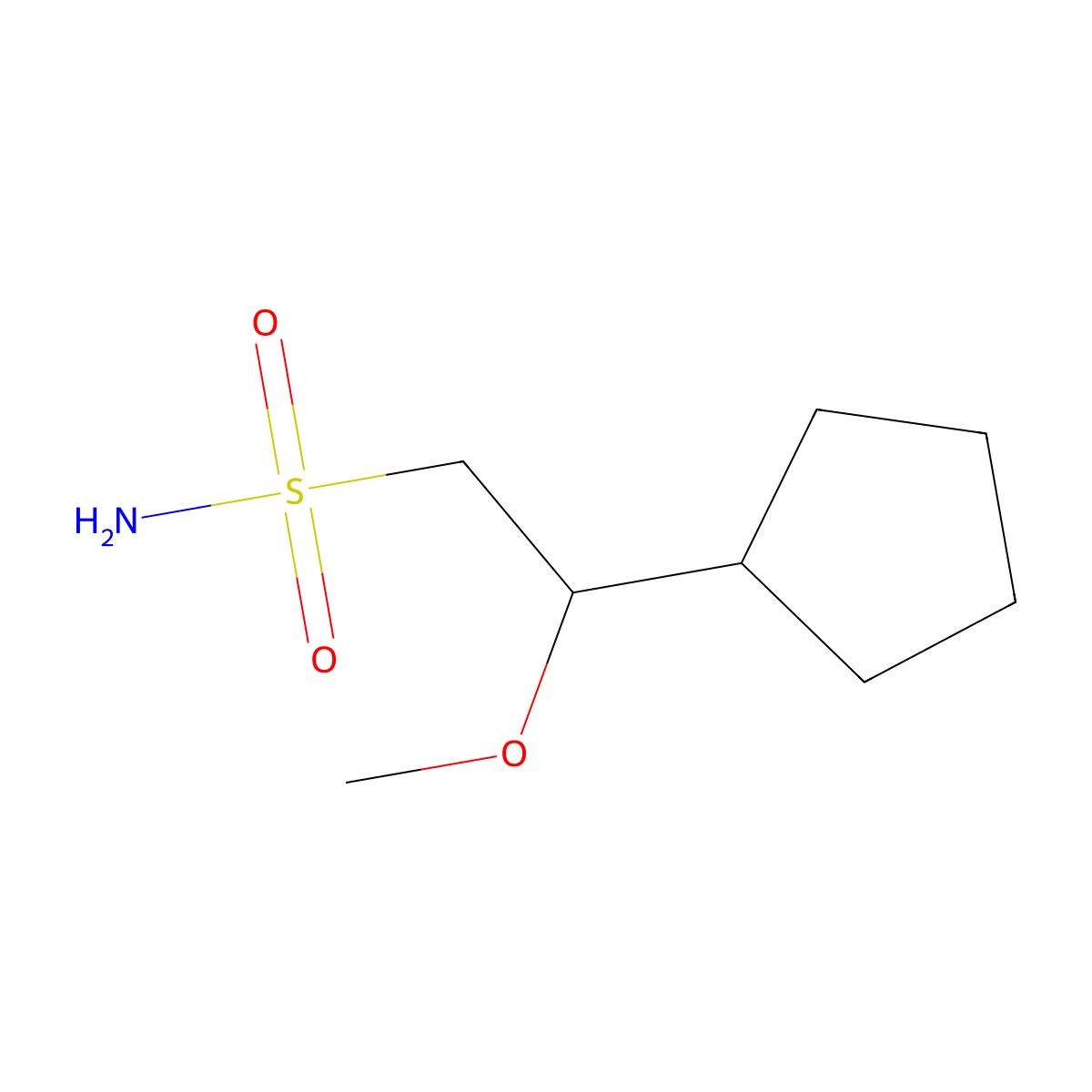 2-Cyclopentyl-2-methoxyethane-1-sulfonamide molecular structure, CAS 2172008-07-8