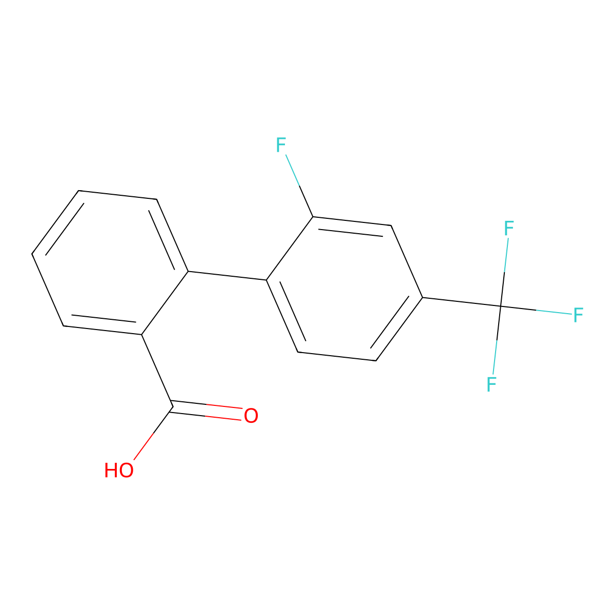 2-[2-Fluoro-4-(trifluoromethyl)phenyl]benzoic acid molecular structure, CAS 2172008-73-8