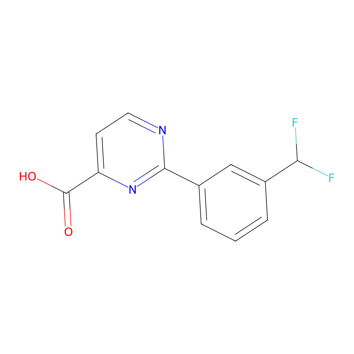 2-[3-(Difluoromethyl)phenyl]pyrimidine-4-carboxylic acid molecular structure, CAS 2172009-31-1