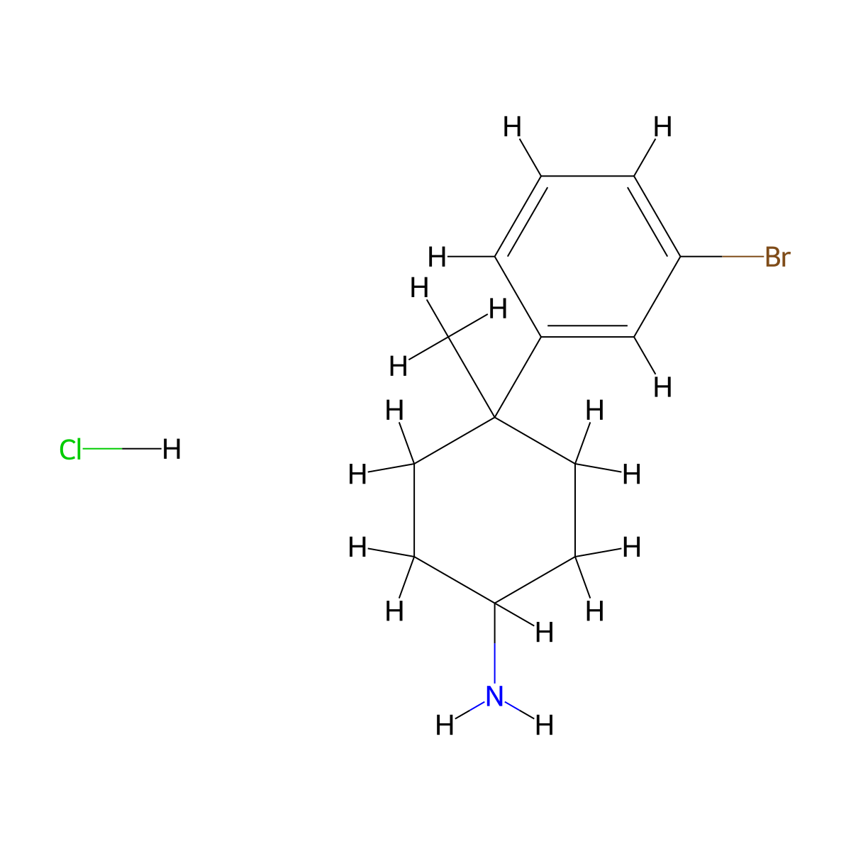 4-(3-Bromophenyl)-4-methylcyclohexan-1-amine hydrochloride molecular structure, CAS 2172010-18-1