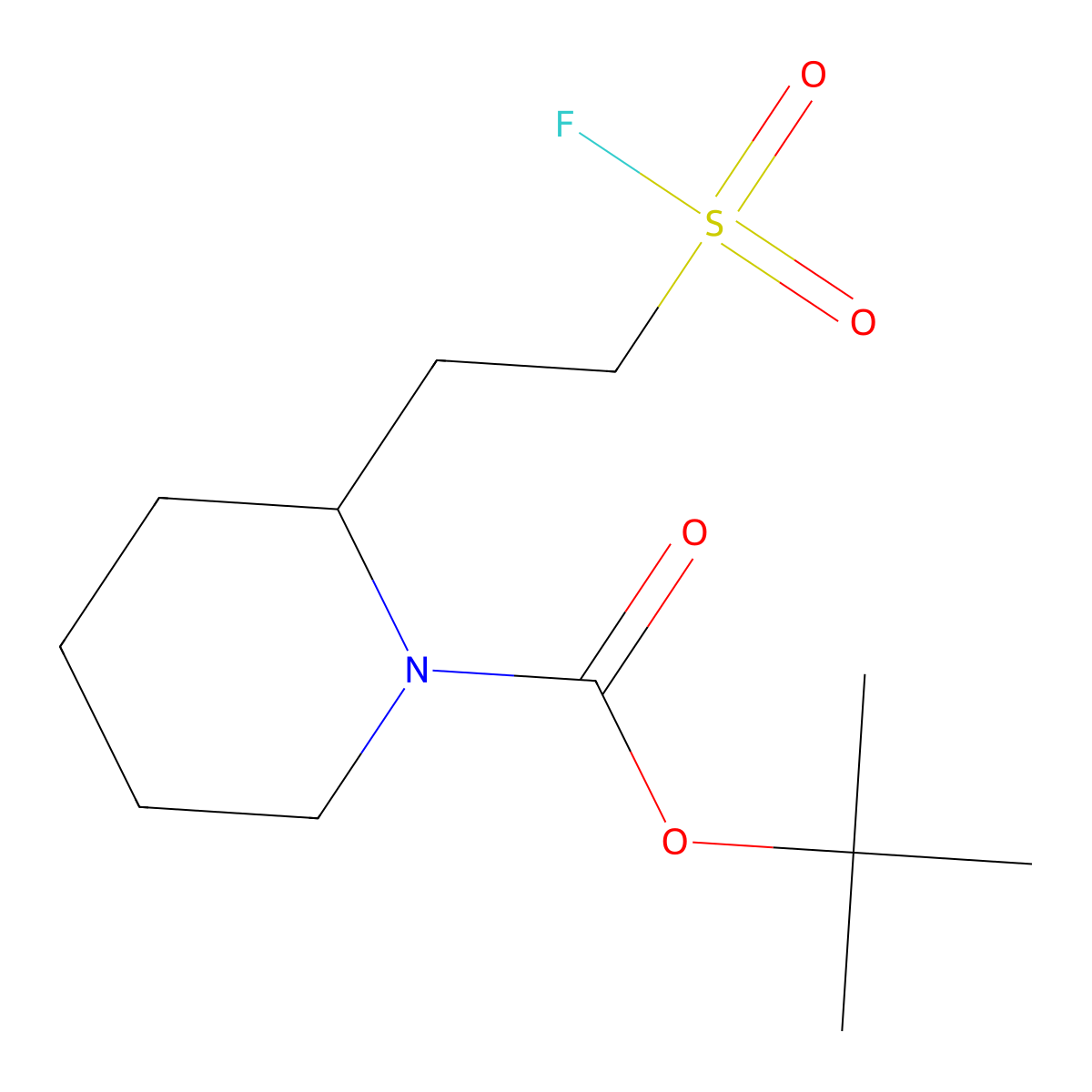 Tert-butyl 2-[2-(fluorosulfonyl)ethyl]piperidine-1-carboxylate molecular structure, CAS 2172012-38-1