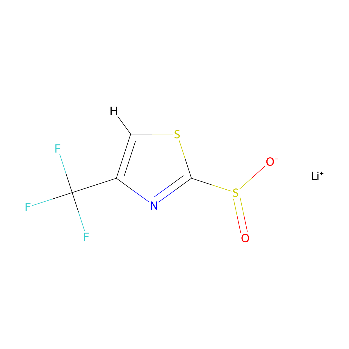 Lithium(1+) ion 4-(trifluoromethyl)-1,3-thiazole-2-sulfinate molecular structure, CAS 2172013-37-3