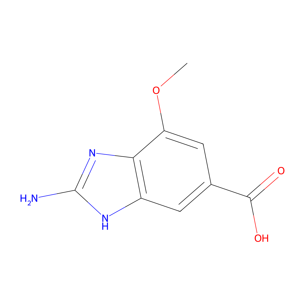 2-Amino-7-methoxy-1H-benzo[d]imidazole-5-carboxylic acid molecular structure, CAS 2172017-91-1