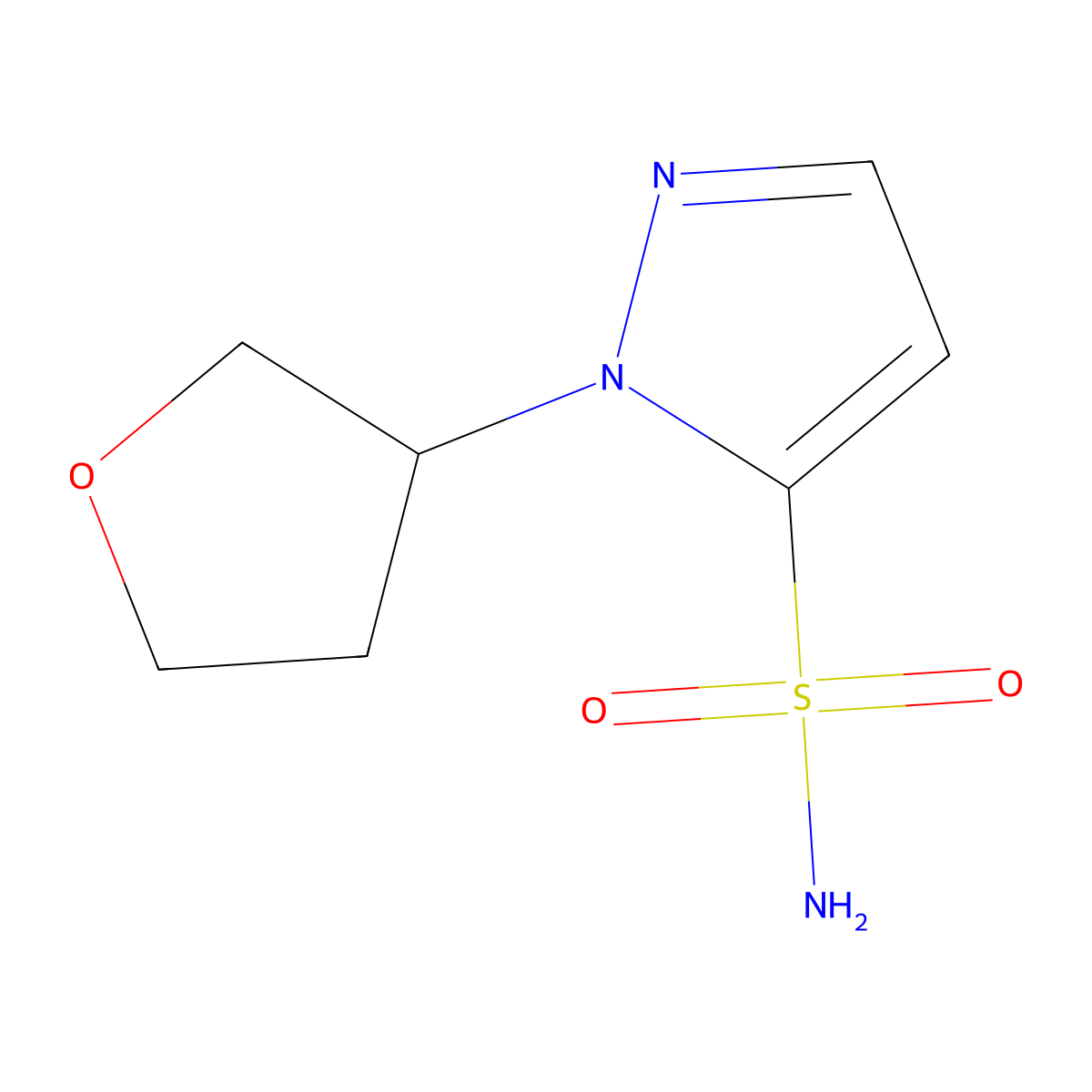 1-(oxolan-3-yl)-1H-pyrazole-5-sulfonamide molecular structure, CAS 2172017-98-8
