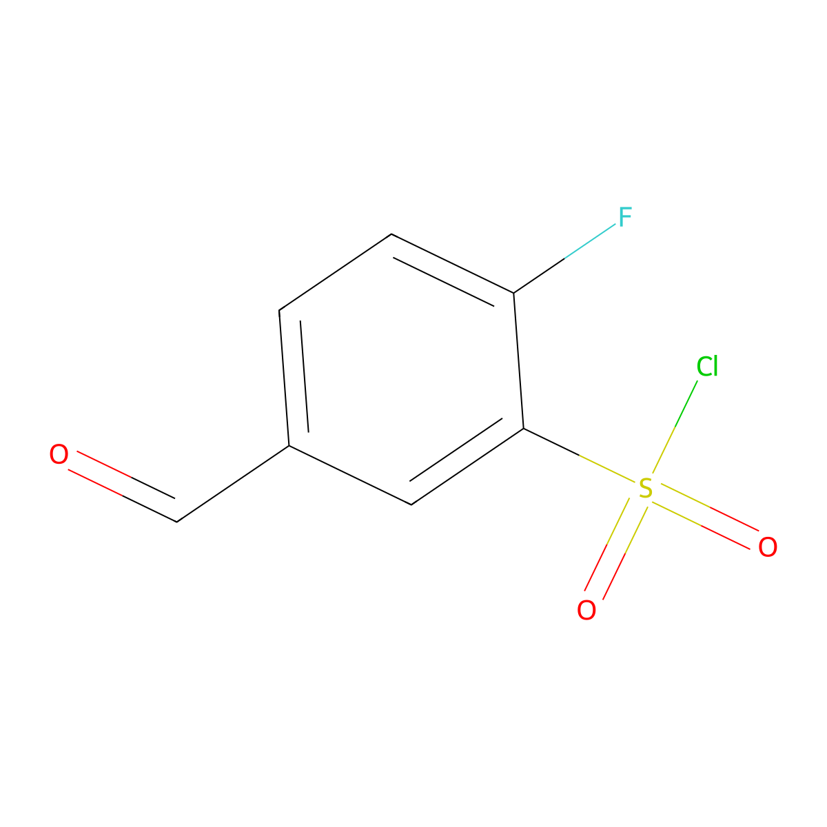 2-Fluoro-5-formylbenzene-1-sulfonylchloride molecular structure, CAS 2172018-80-1