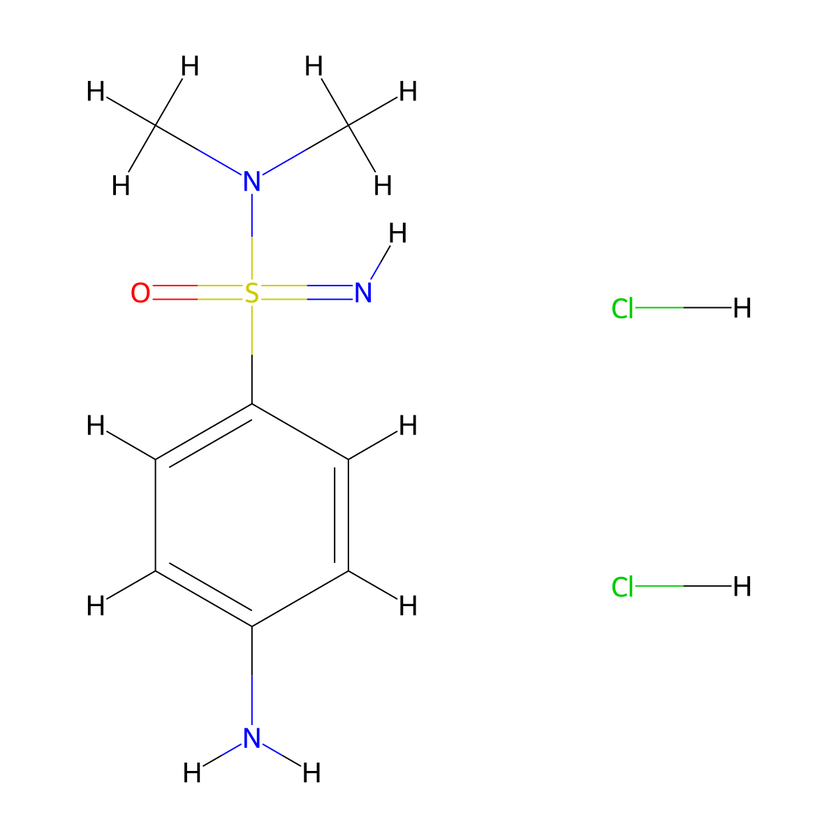 4-amino-N,N-dimethylbenzene-1-sulfonoimidamide dihydrochloride molecular structure, CAS 2172018-82-3