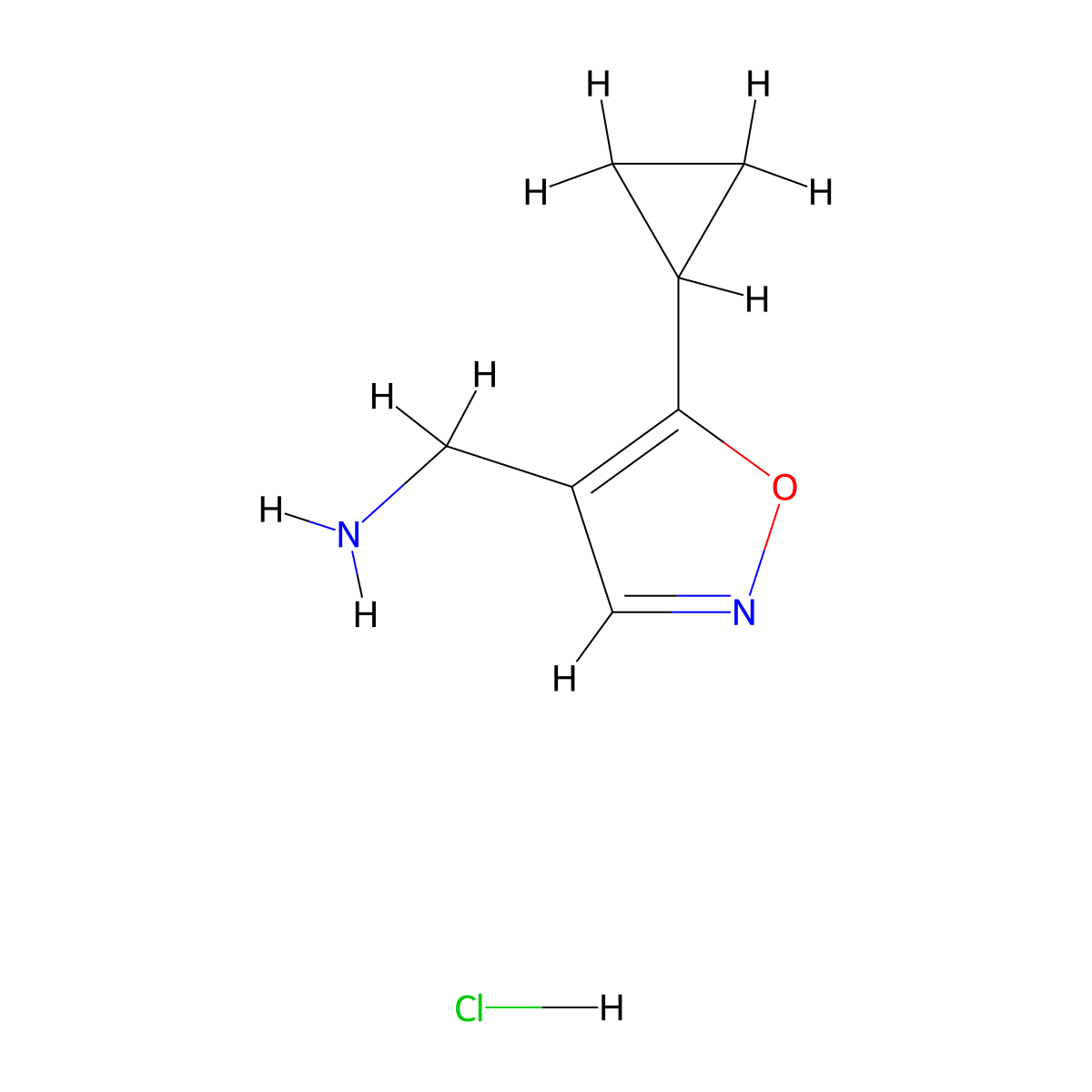 (5-Cyclopropyl-1,2-oxazol-4-yl)methanamine hydrochloride molecular structure, CAS 2172019-13-3