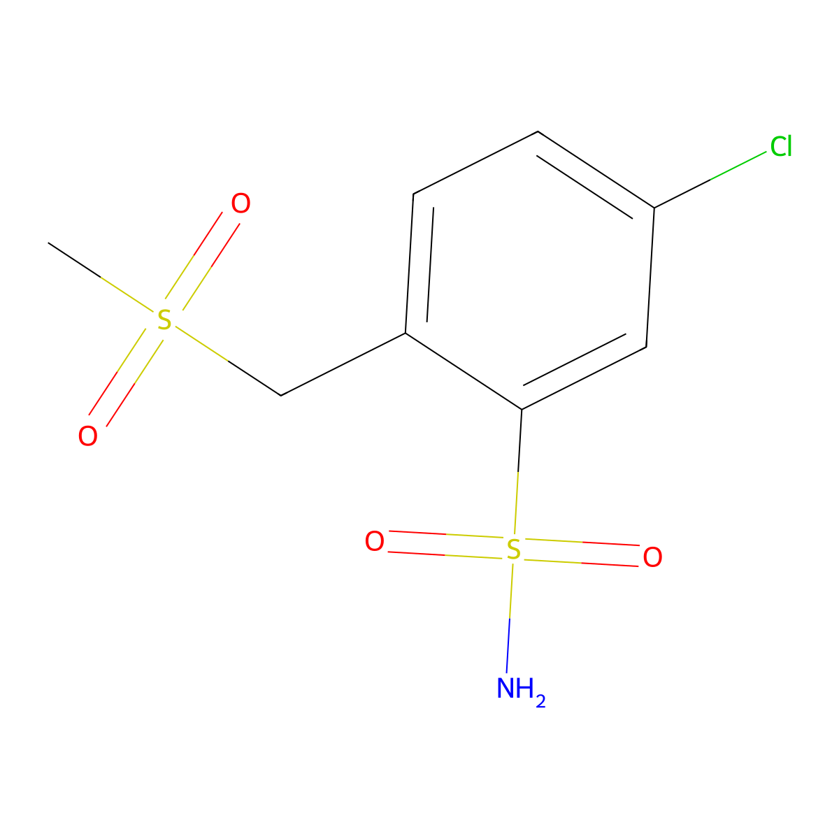 5-Chloro-2-(methanesulfonylmethyl)benzene-1-sulfonamide molecular structure, CAS 2172019-23-5