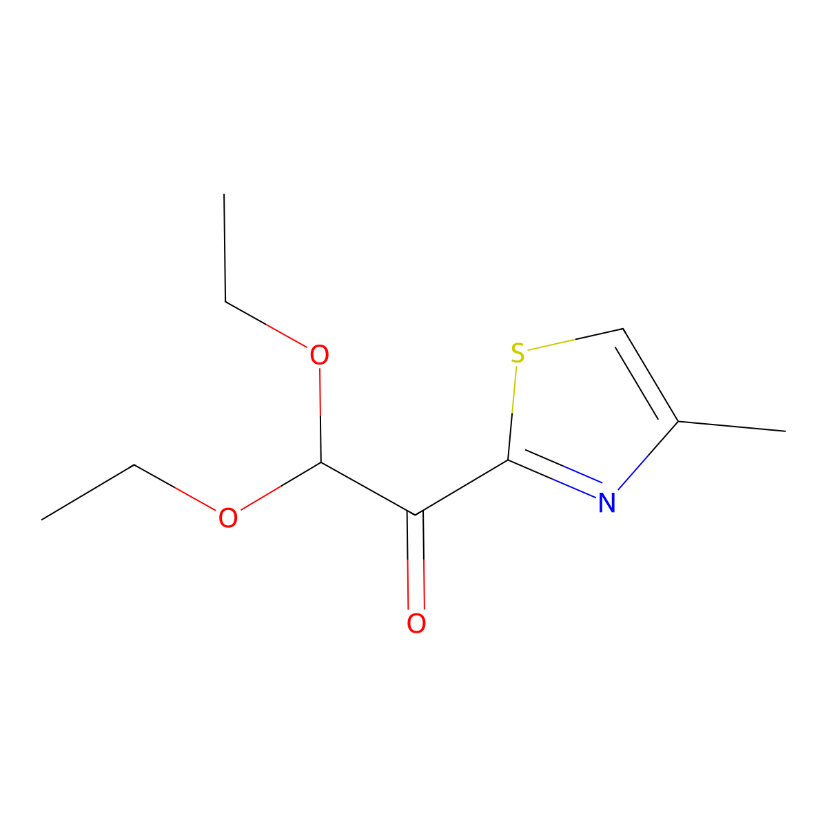 2,2-Diethoxy-1-(4-methyl-1,3-thiazol-2-yl)ethan-1-one molecular structure, CAS 2172020-51-6