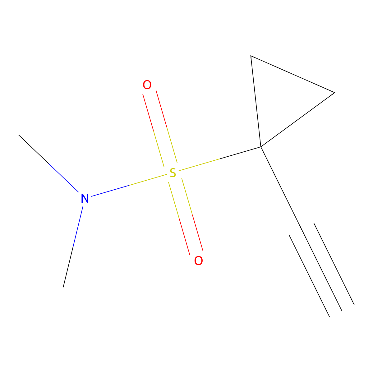 1-ethynyl-N,N-dimethylcyclopropane-1-sulfonamide molecular structure, CAS 2172022-37-4