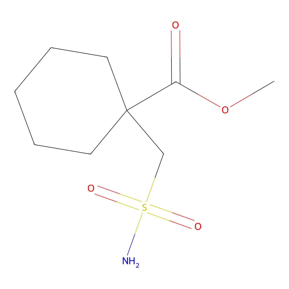 Methyl 1-(sulfamoylmethyl)cyclohexane-1-carboxylate molecular structure, CAS 2172024-16-5