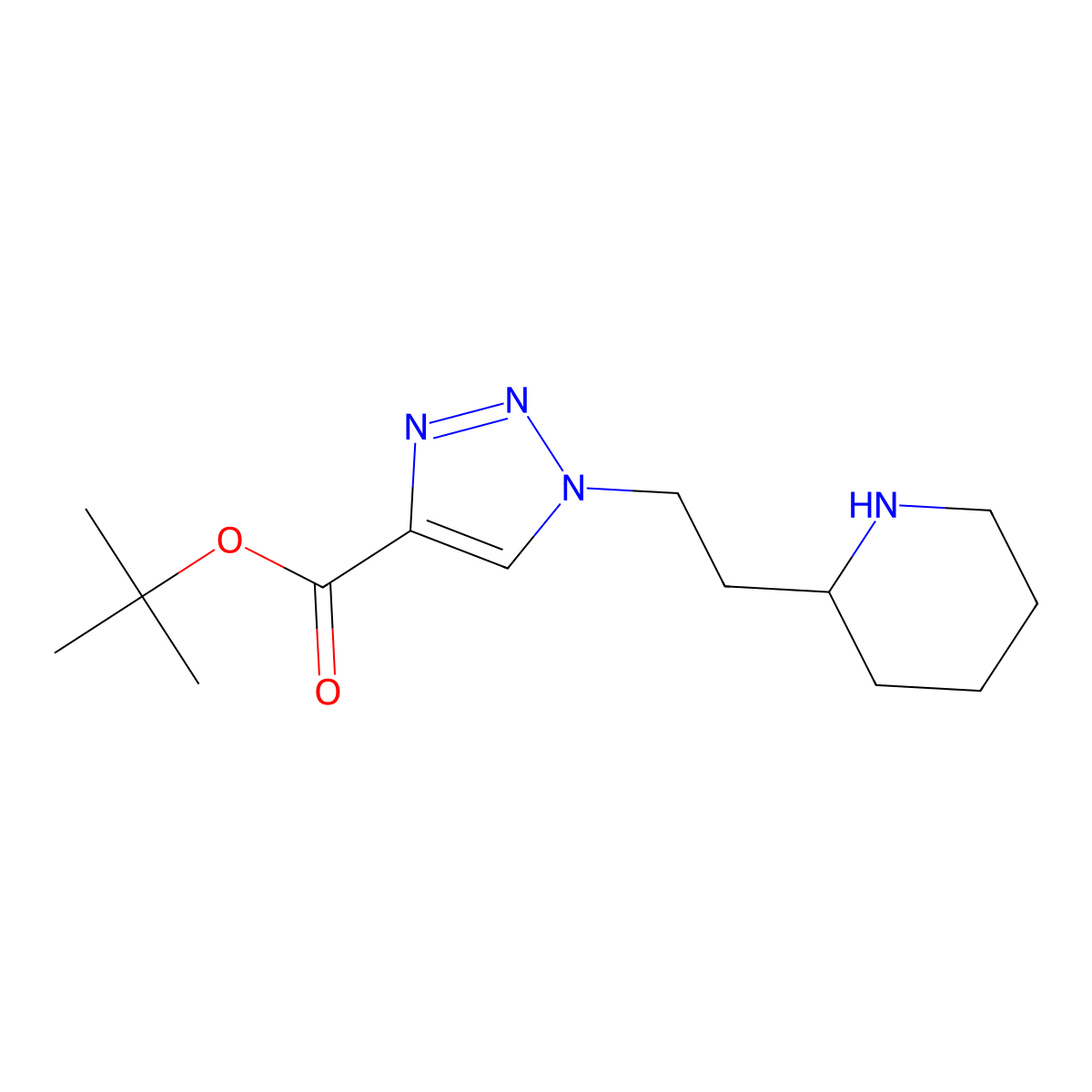 tert-butyl 1-[2-(piperidin-2-yl)ethyl]-1H-1,2,3-triazole-4-carboxylate molecular structure, CAS 2172026-69-4
