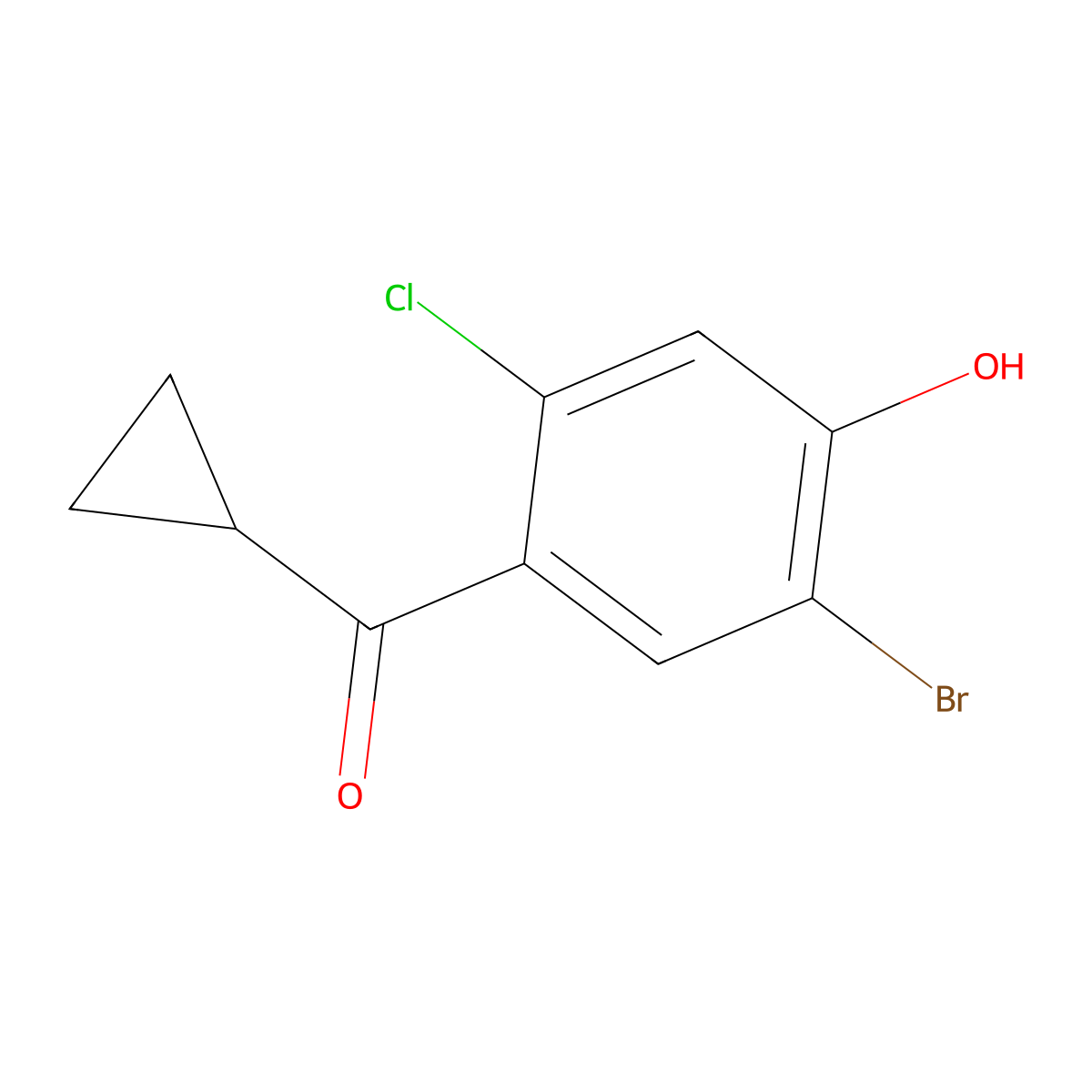 2-Bromo-5-chloro-4-cyclopropanecarbonylphenol molecular structure, CAS 2172028-23-6