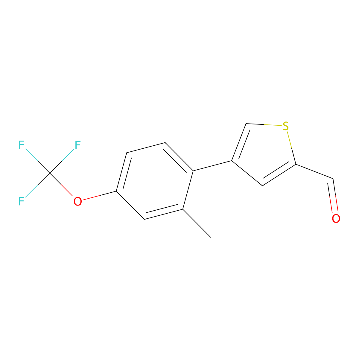 4-[2-Methyl-4-(trifluoromethoxy)phenyl]thiophene-2-carbaldehyde molecular structure, CAS 2172030-33-8