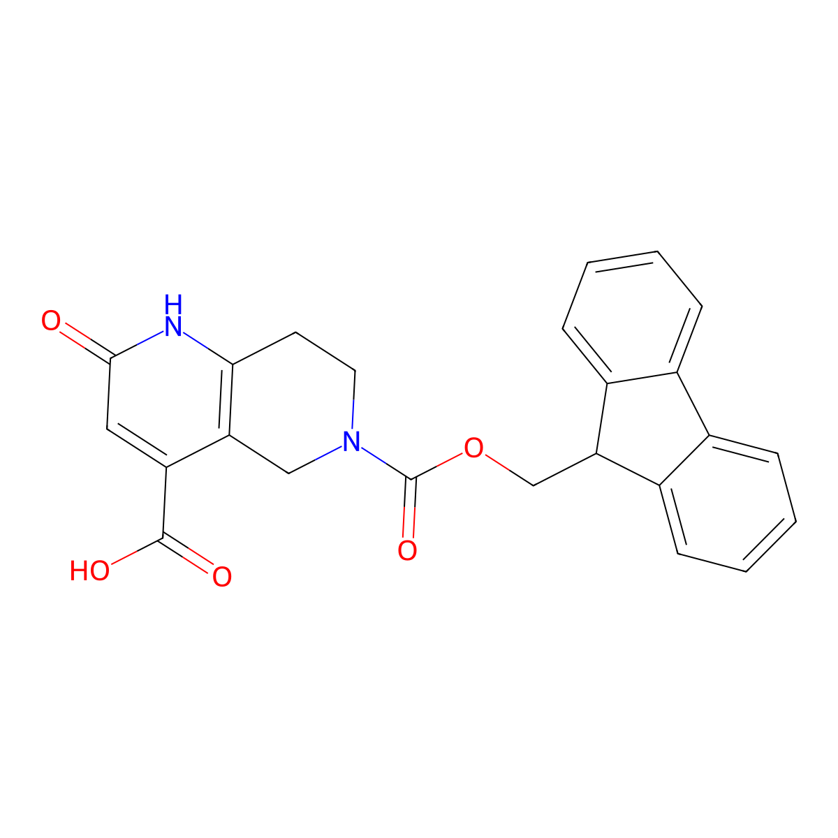 6-{[(9H-fluoren-9-yl)methoxy]carbonyl}-2-oxo-1,2,5,6,7,8-hexahydro-1,6-naphthyridine-4-carboxylic acid molecular structure, CAS 2172030-80-5