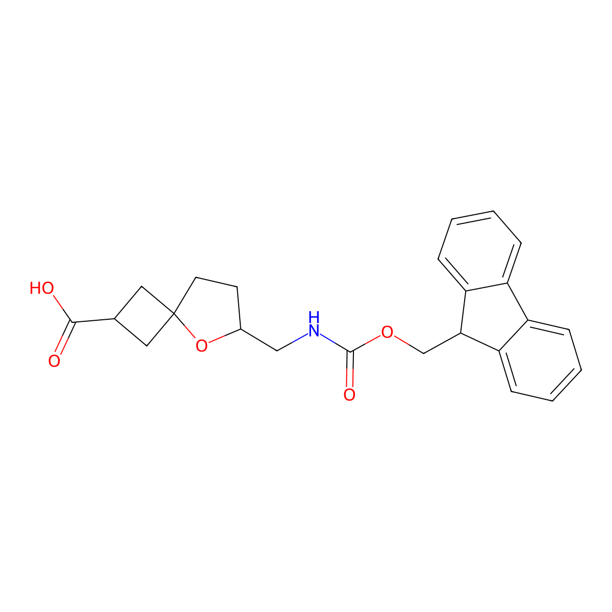 6-[(9H-Fluoren-9-ylmethoxycarbonylamino)methyl]-5-oxaspiro[3.4]octane-2-carboxylic acid molecular structure, CAS 2172030-88-3