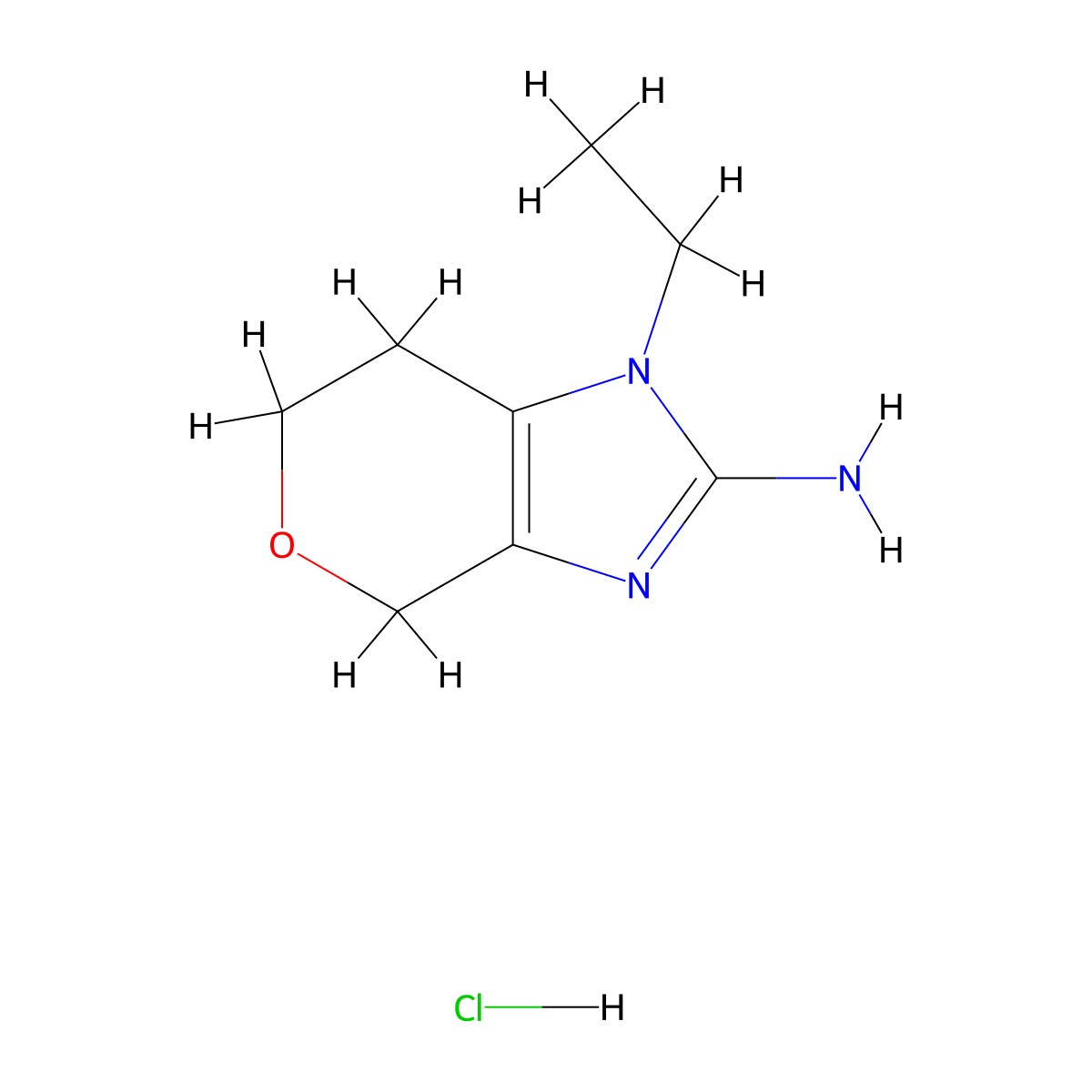 1-ethyl-1H,4H,6H,7H-pyrano[3,4-d]imidazol-2-amine hydrochloride molecular structure, CAS 2172030-92-9