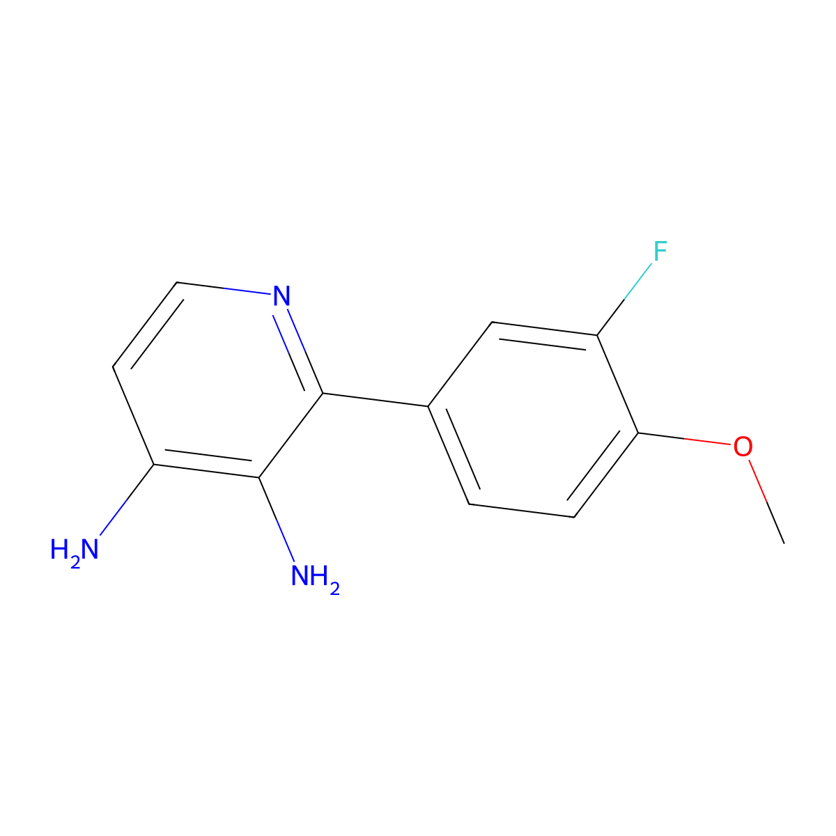 2-(3-Fluoro-4-methoxyphenyl)pyridine-3,4-diamine molecular structure, CAS 2172031-30-8