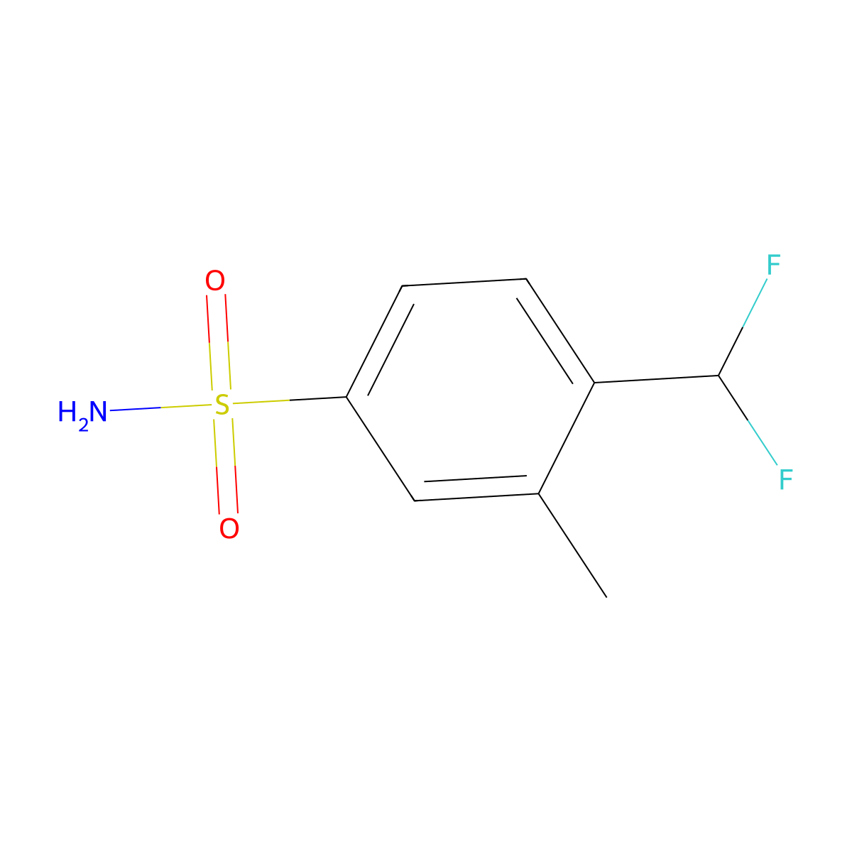 4-(Difluoromethyl)-3-methylbenzene-1-sulfonamide molecular structure, CAS 2172031-47-7